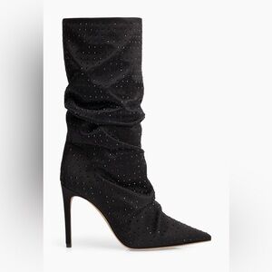 Prota Fiori - Poppy Scintelle 100MM Crystal-Embellished Satin Boots black